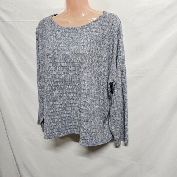 Johnny Was Calme Boat Neck Short Pullover Sweater Women Size L Blue Heathered - Picture 12 of 14